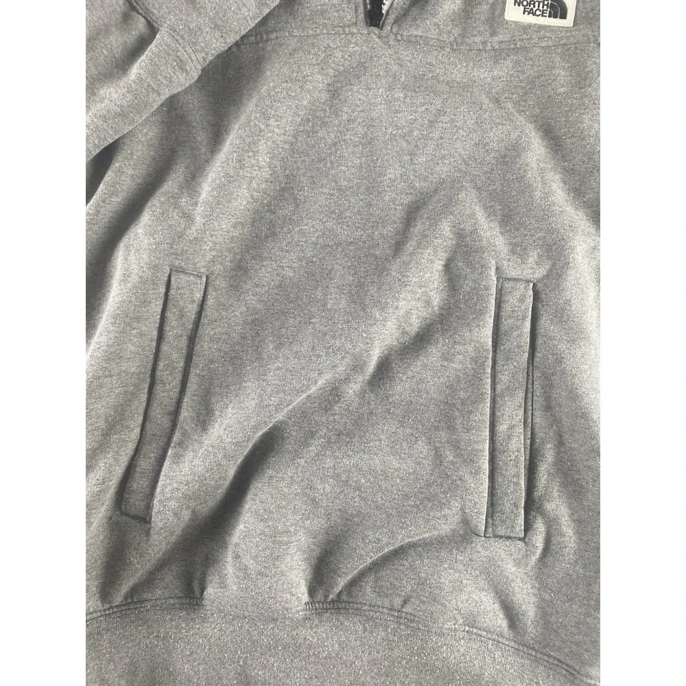 The North Face Solid Gray 1/4 Zip Pullover Fleece Jacket Mens XL Warm Preppy